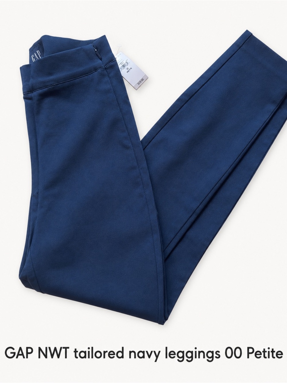 GAP NWT Tailored Navy Leggings Pants 00 Petite Side Zip Work School Uniform